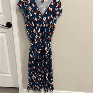 Stylish Blue and Orange Patterned Dress